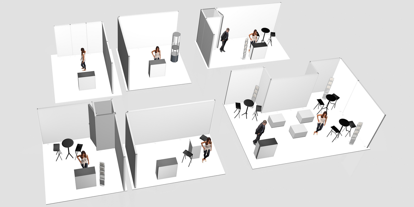 Visualización 3D de stands de exposición Visualización 3D de stands de exposición